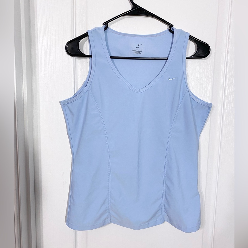 Nike Dri-Fit V-Neck Performance Tank Top Light Blue Size Large